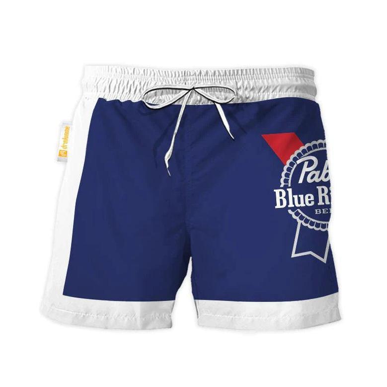 Pabst Blue Ribbon Blue White Basic Swim Trunks