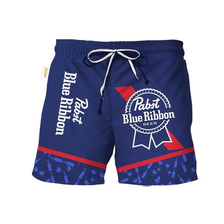 Pabst Blue Ribbon Bottle Pattern Swim Trunks