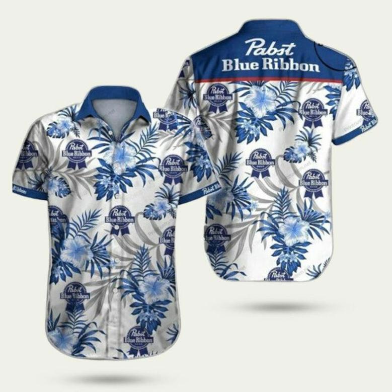 Pabst Blue Ribbon Floral Hawaiian Shirt