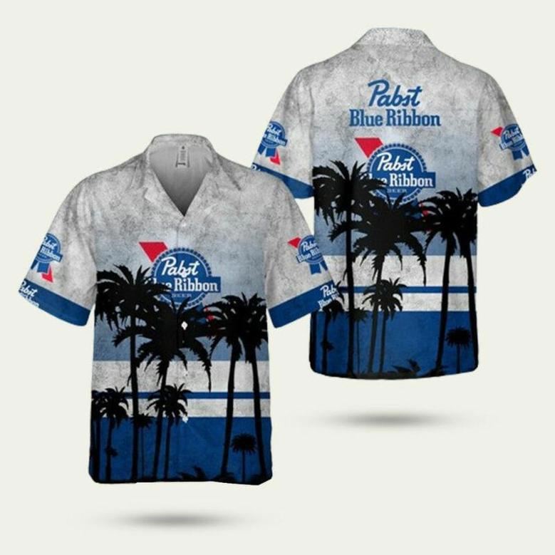 Pabst Blue Ribbon Palm Tree Hawaiian Shirt