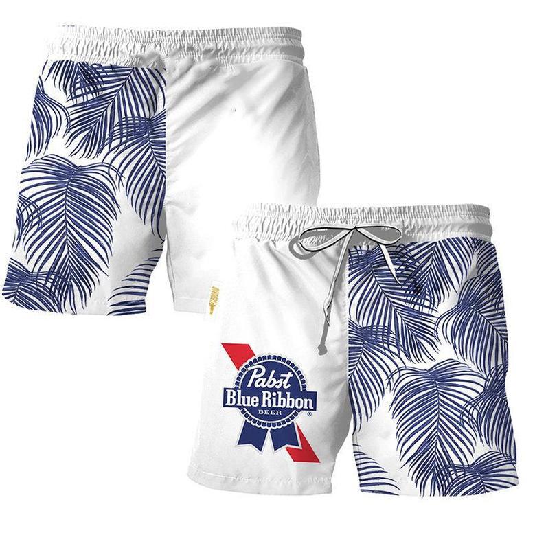 Pabst Blue Ribbon Tropical Fern Swim Trunks