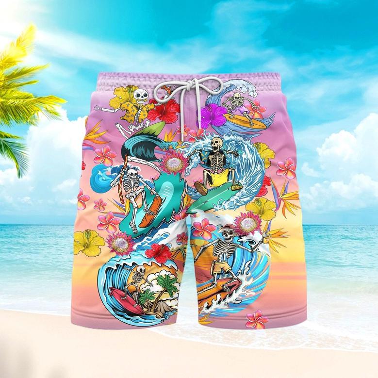 Paddleboarding Paddleboarder Skull Tropical Beach Shorts For Men