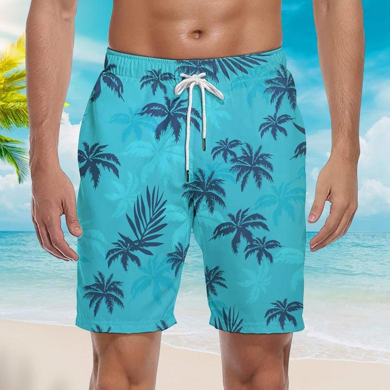 Palm Trees Tropical Beach Blue Aloha Beach Shorts For Men