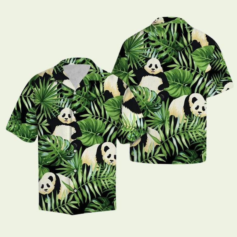 Panda Green Tropical Leaves Hawaiian Shirt