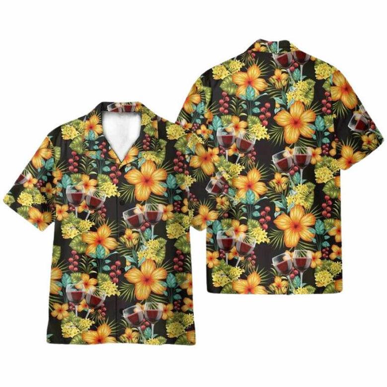 Paradise Red Wine Tropical Flowers Pattern Hawaiian Shirt