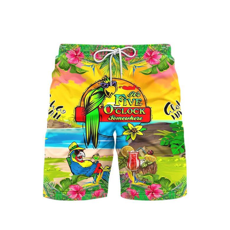 Parrot It's 5 O'Clock Somewhere Beach Shorts For Men