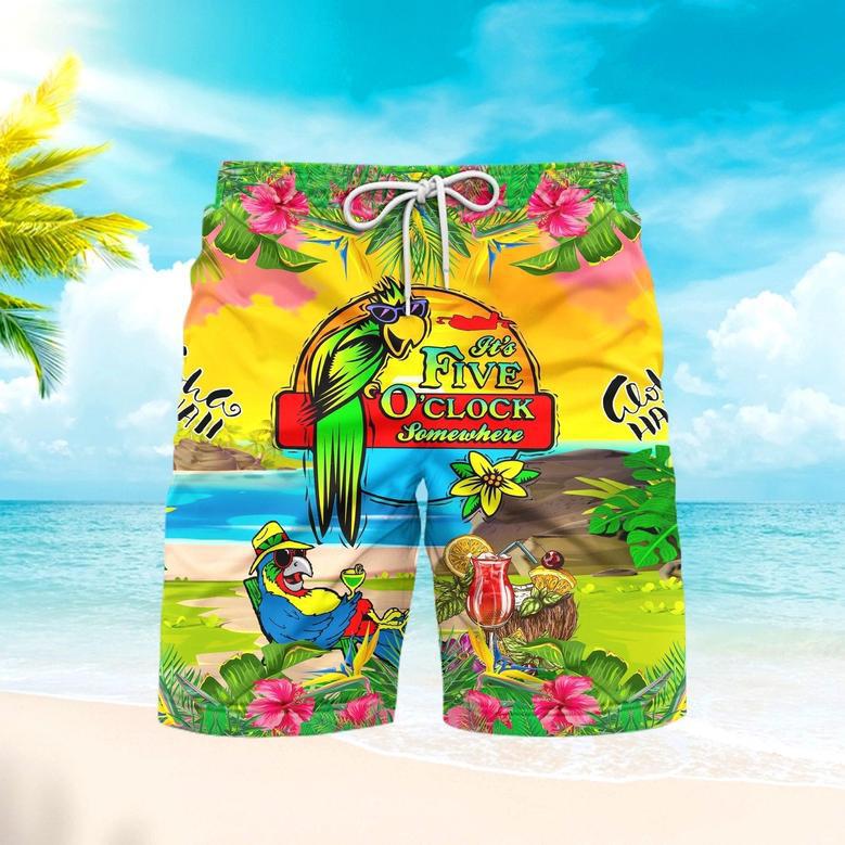 Parrot It's 5 O'Clock Somewhere Beach Shorts For Men