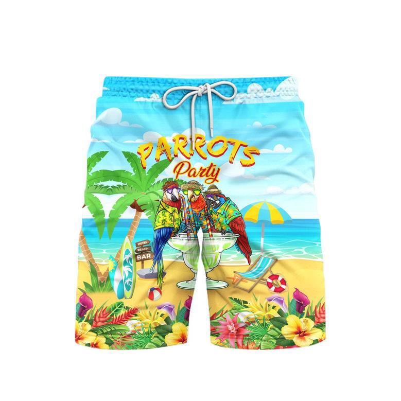 Parrots Party Drink Cocktail Tropical Beach Shorts For Men