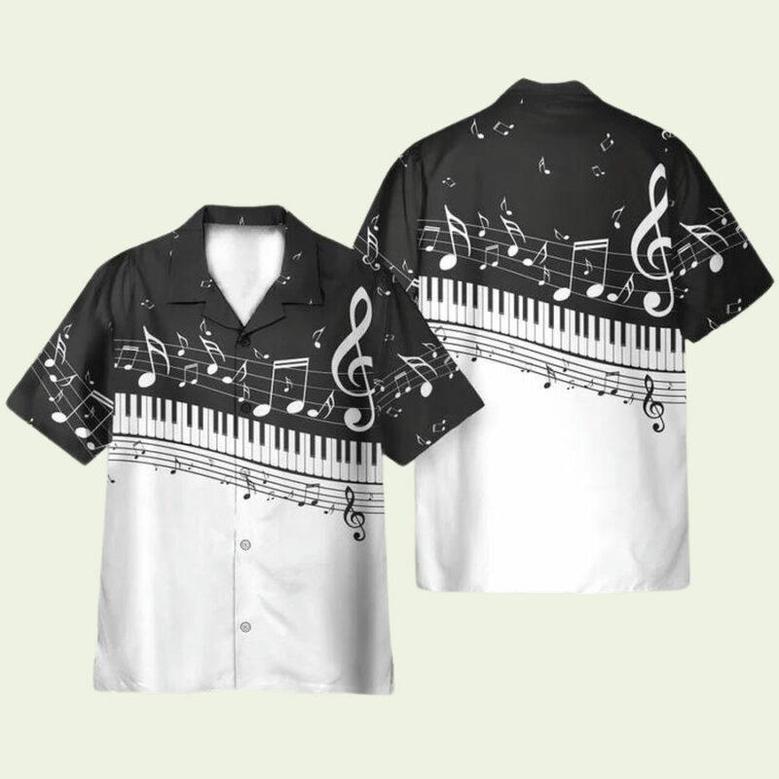 Piano And Music Notes Pattern Hawaiian Shirt