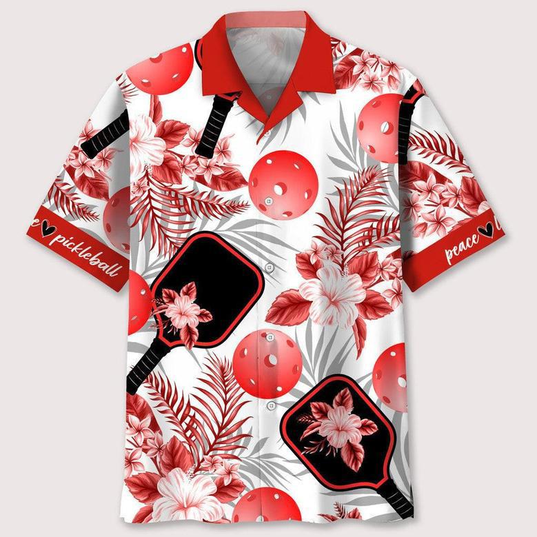 Pickleball Red Hawaiian Shirt Summer Gifts