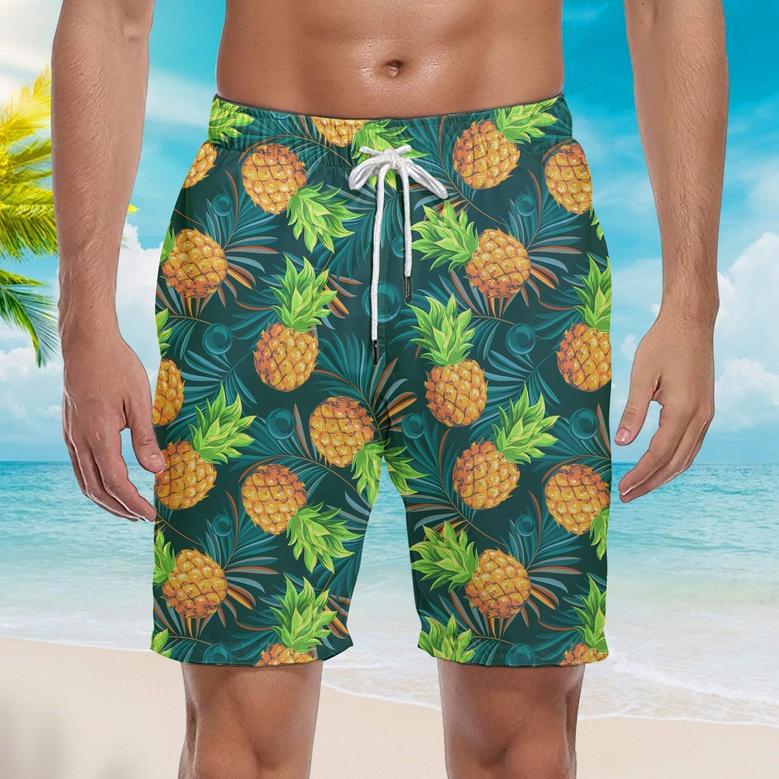 Pineapples With Palm Leaves Tropical Beach Shorts For Men