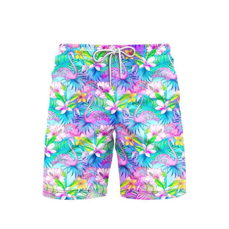 Pink Flamingo Tropical Beach Shorts For Men