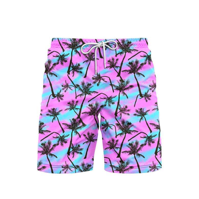 Pink Palm Tree Love Beach Beach Shorts For Men