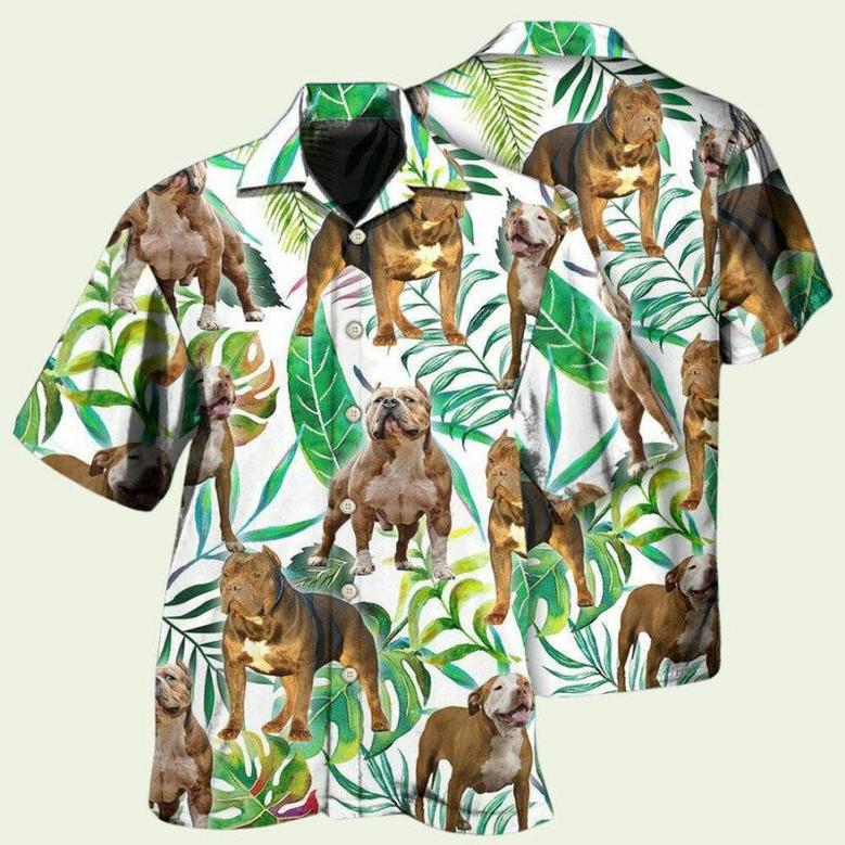 Pitbull And Tropical Leaf Hawaiian Shirt