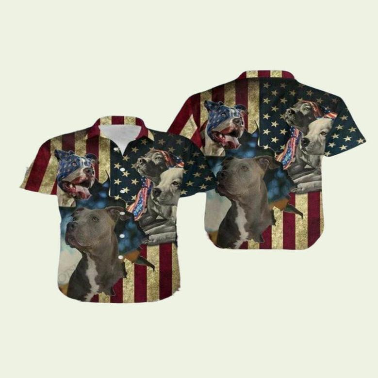 Pitbull Protect American Hawaiian Shirt