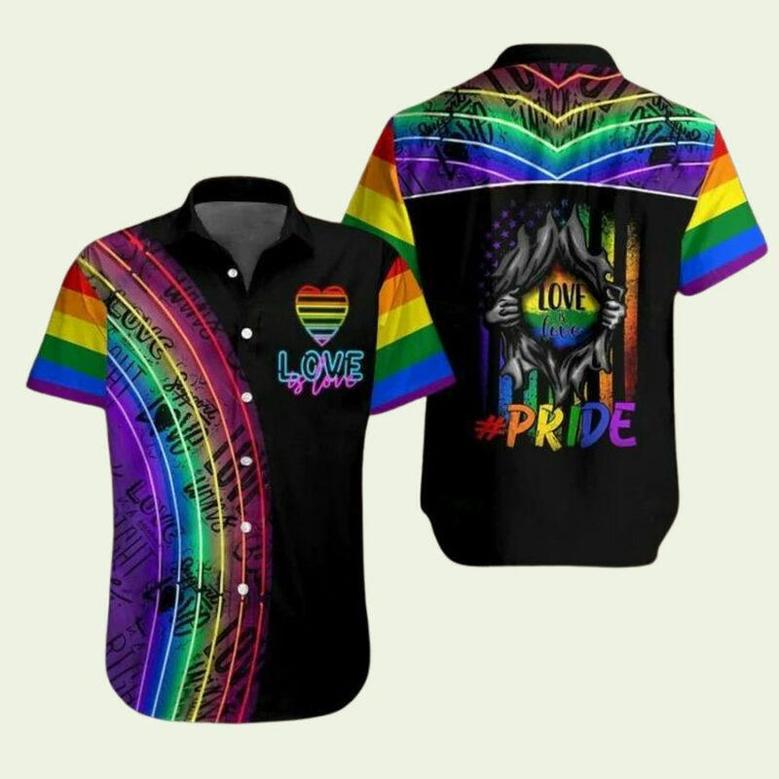 Pride Love Is Love Rainbow Hawaiian Shirt