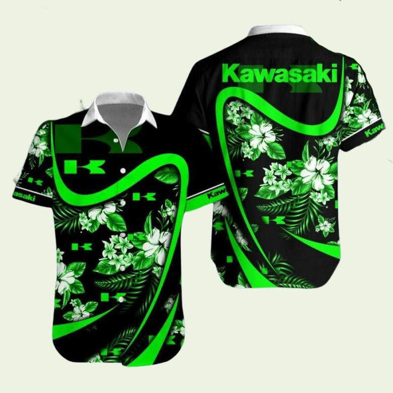 Racing Car Kawasaki Logo Combo Hawaiian Shirt