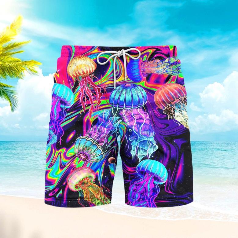 Rainbow Jellyfish Colorful Pattern Beach Shorts For Men