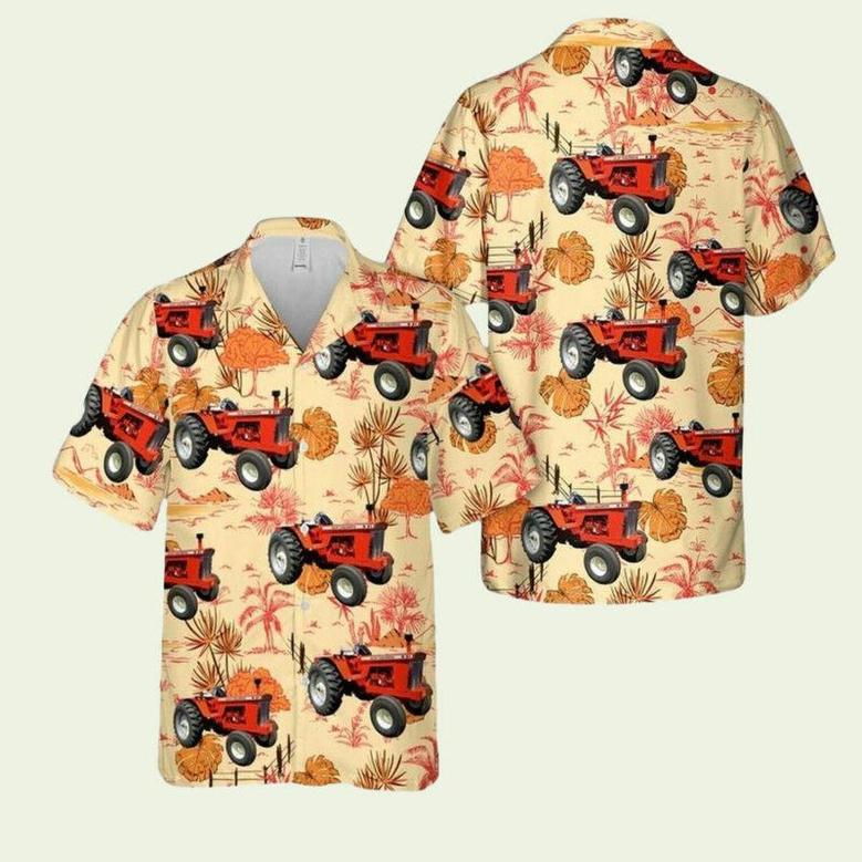 Red Tractor Pattern Hawaiian Shirt