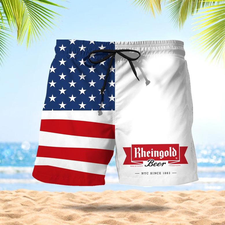 Rheingold Beer American Flag Swim Trunks