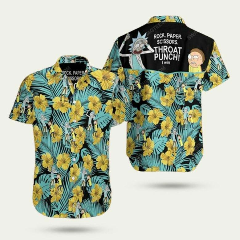 Rock Paper Scissors Rick And Morty Cartoon Movie Hawaiian Shirt