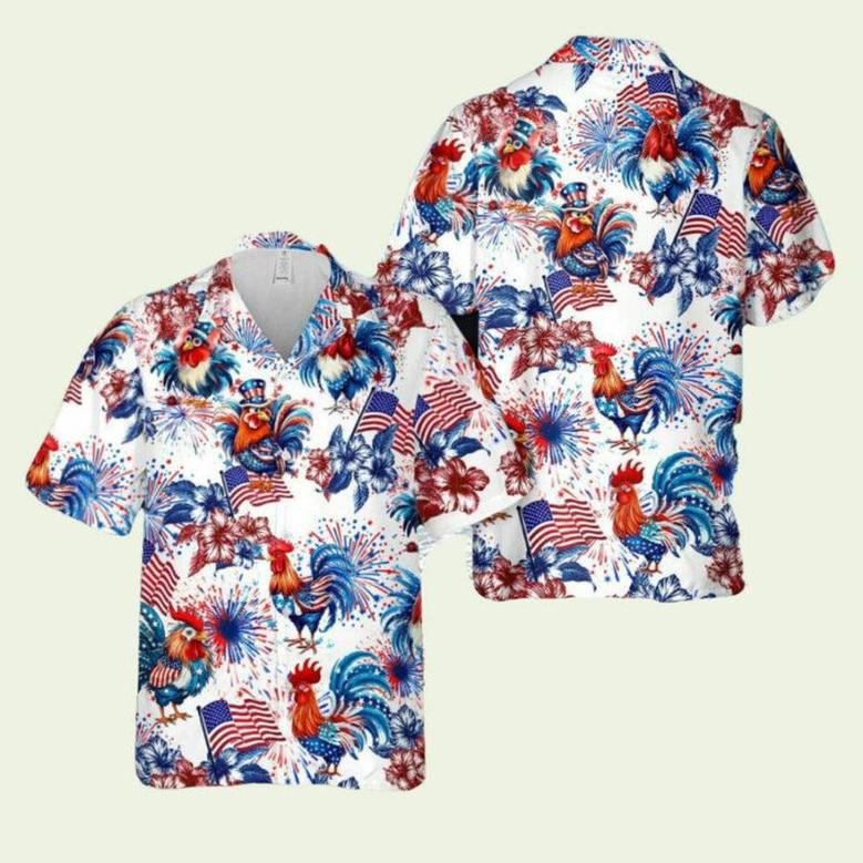 Rooster Of July Hawaiian Shirt