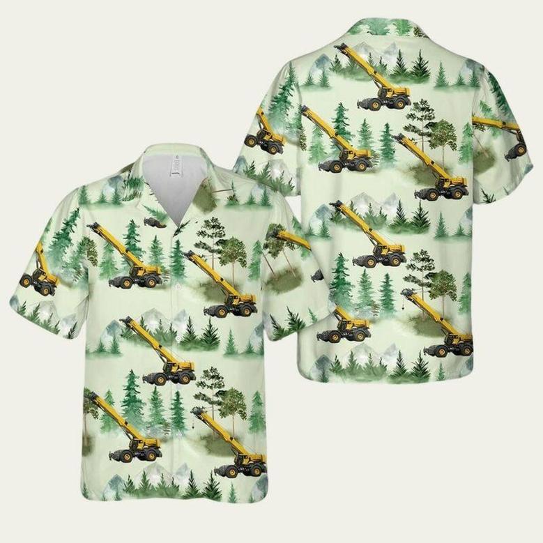 Rough Terrain Crane Construction Vehicle Patricks Day Hawaiian Shirt