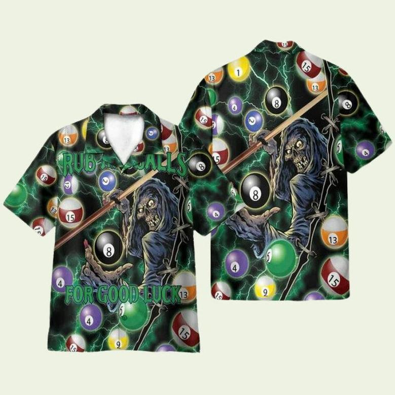 Rub My Billiard 8 Ball For Good Luck Skull God Of Death Hawaiian Shirt