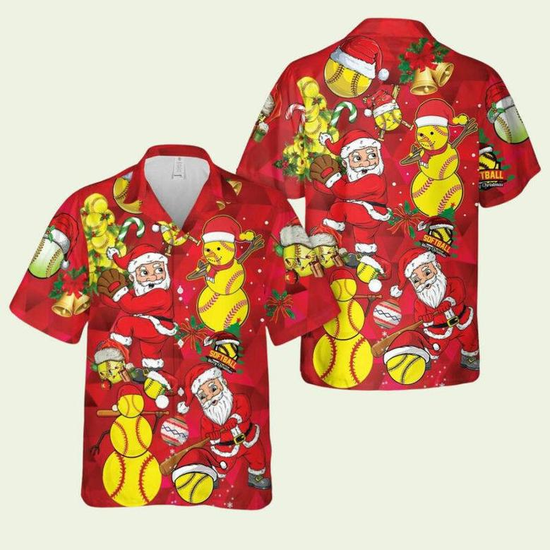 Santa Softball Christmas Hawaiian Shirt