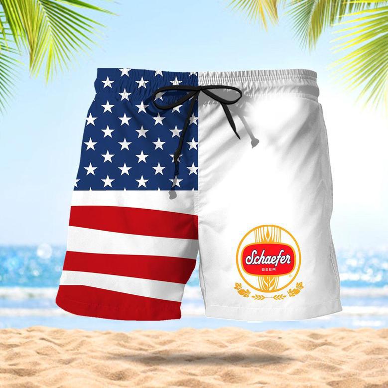 Schaefer Beer American Flag Swim Trunks