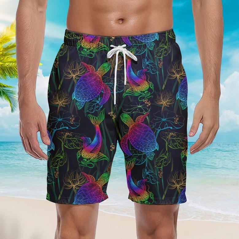 Sea Turtle Neon Beach Shorts For Men