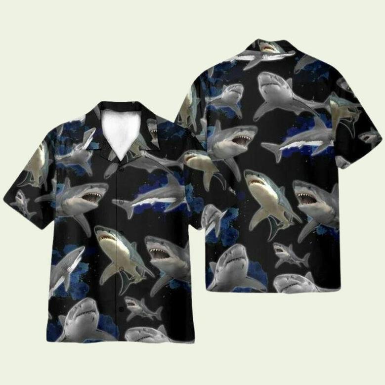 Shark Wave In Dark Ocean Hawaiian Shirt