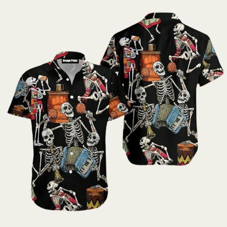 Skeleton Accordion Halloween Trendy Hawaiian Shirt