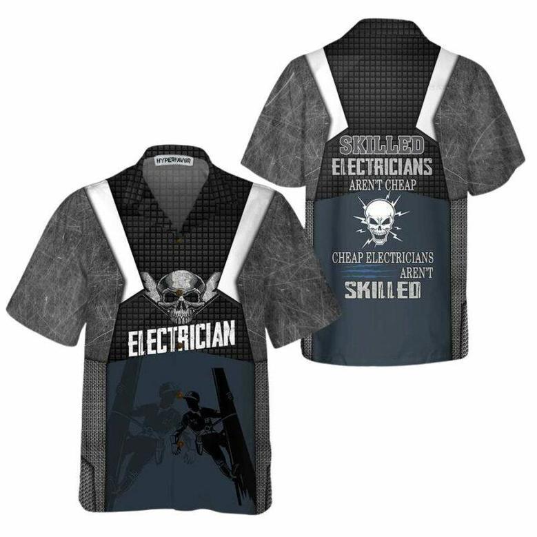 Skilled Electricians Skull Black Electrician Hawaiian Shirt