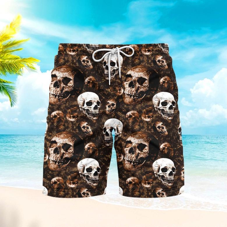 Skull Halloween Pattern Aloha Beach Shorts For Men