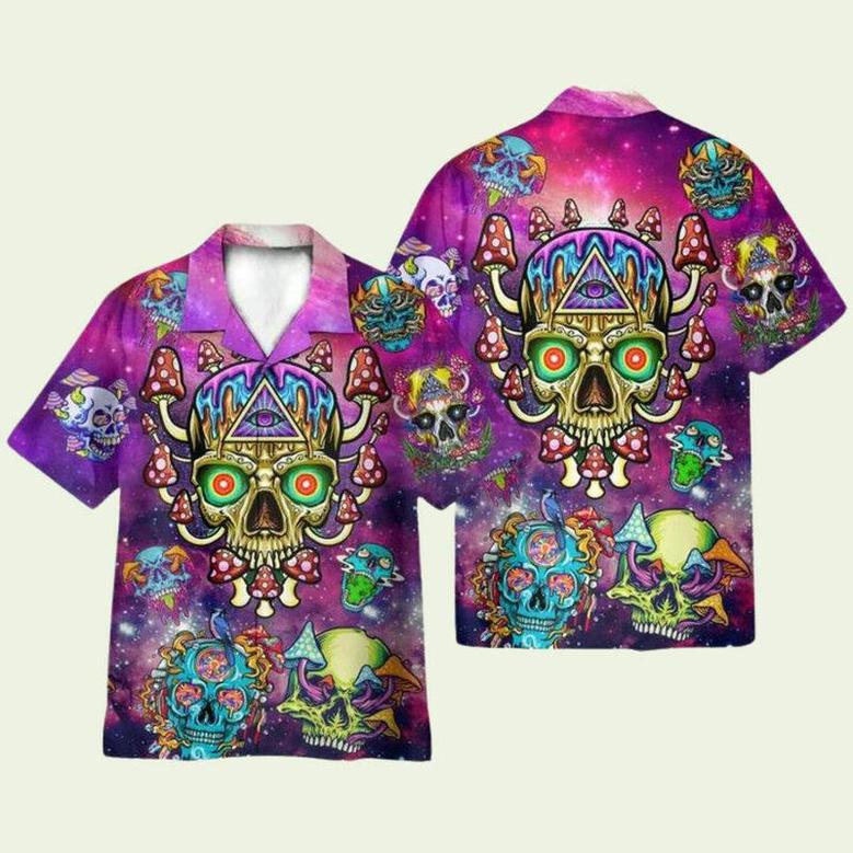 Skull Mushroom Hippie Hawaiian Shirt