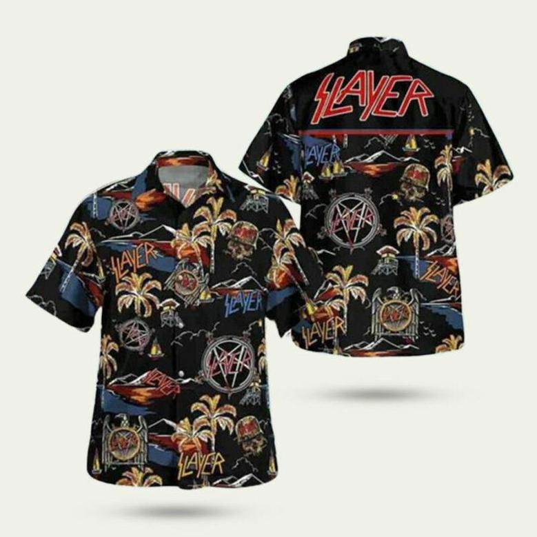 Slayer Tropical Tree And Flower Classic Logo 2024 Summer Hawaiian Shirt