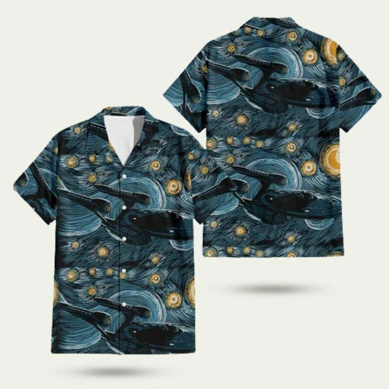 Star Trek Spaceship Star Wars Starry Night Hawaiian Shirt