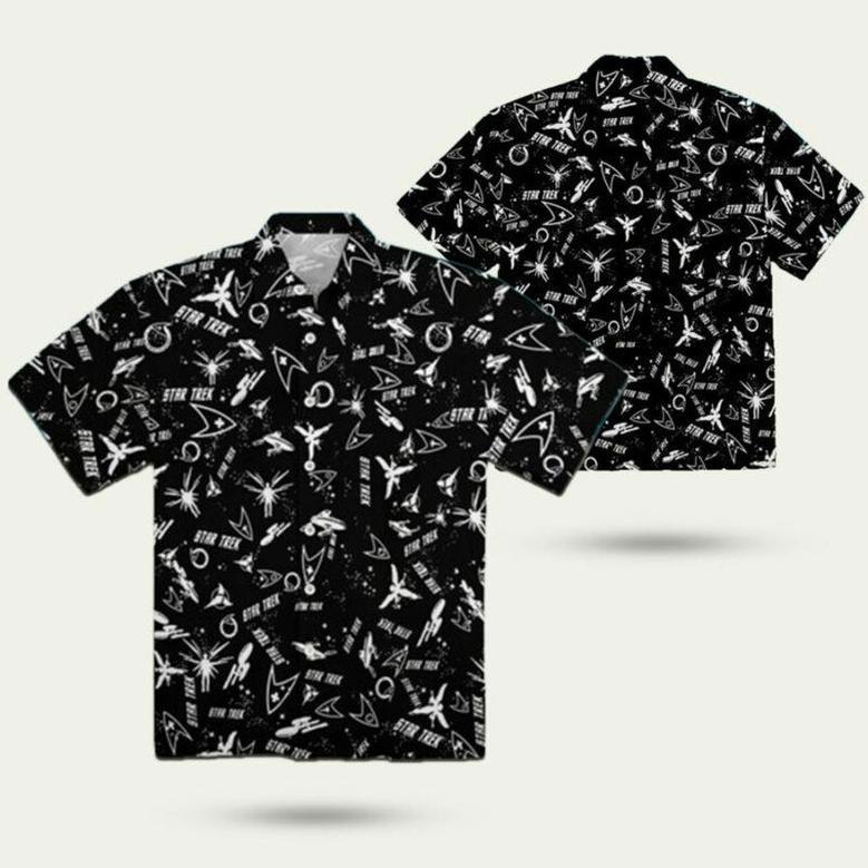 Star Trek Starship Black Pattern Hawaiian Shirt