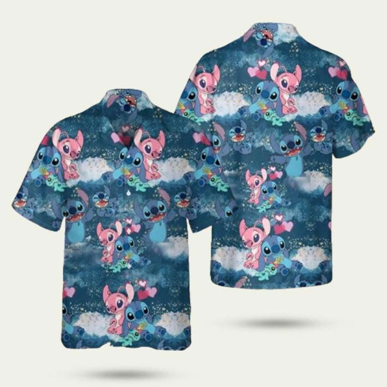 Stitch And Angel Cartoon Lilo And Stitch Hawaiian Shirt