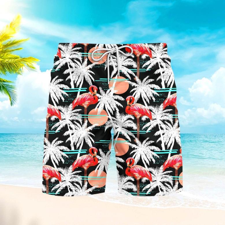 Stork Coconut Tree Palm Trees Flamingo Beach Shorts For Men