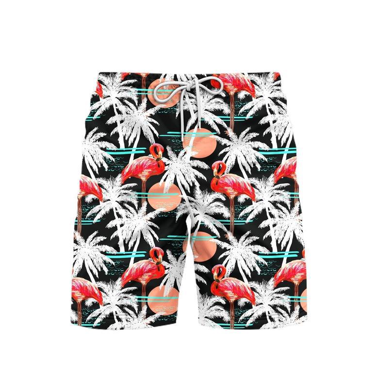 Stork Coconut Tree Palm Trees Flamingo Beach Shorts For Men