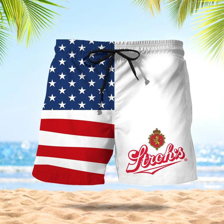 Stroh's Beer American Flag Swim Trunks