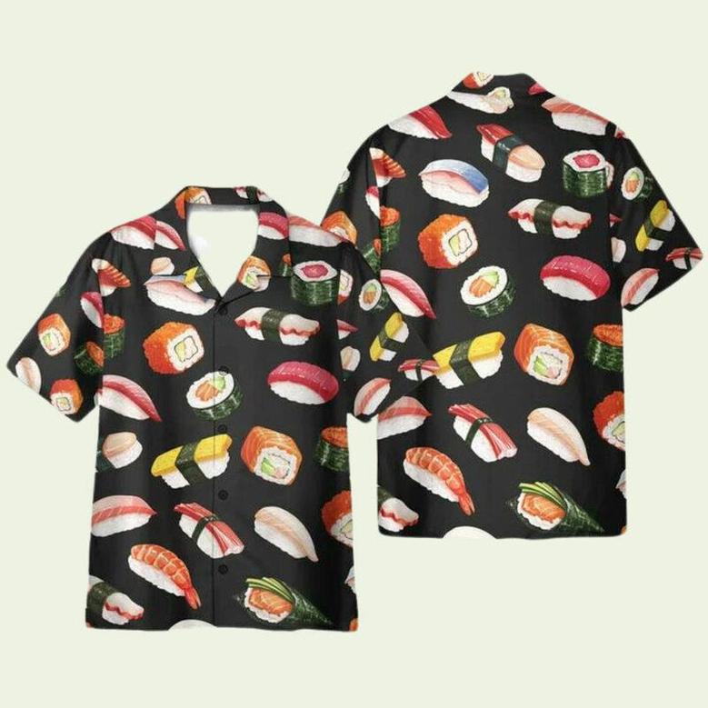 Sushi Party In Black Hawaiian Shirt