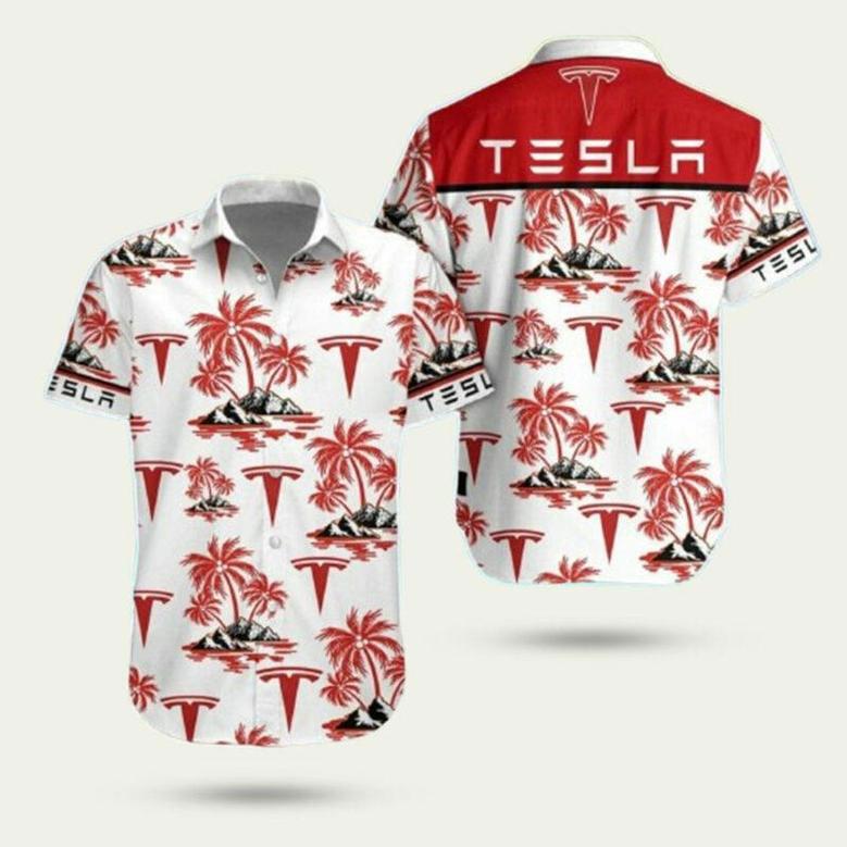 Tesla Tropical Coconut Trees Hawaiian Shirt