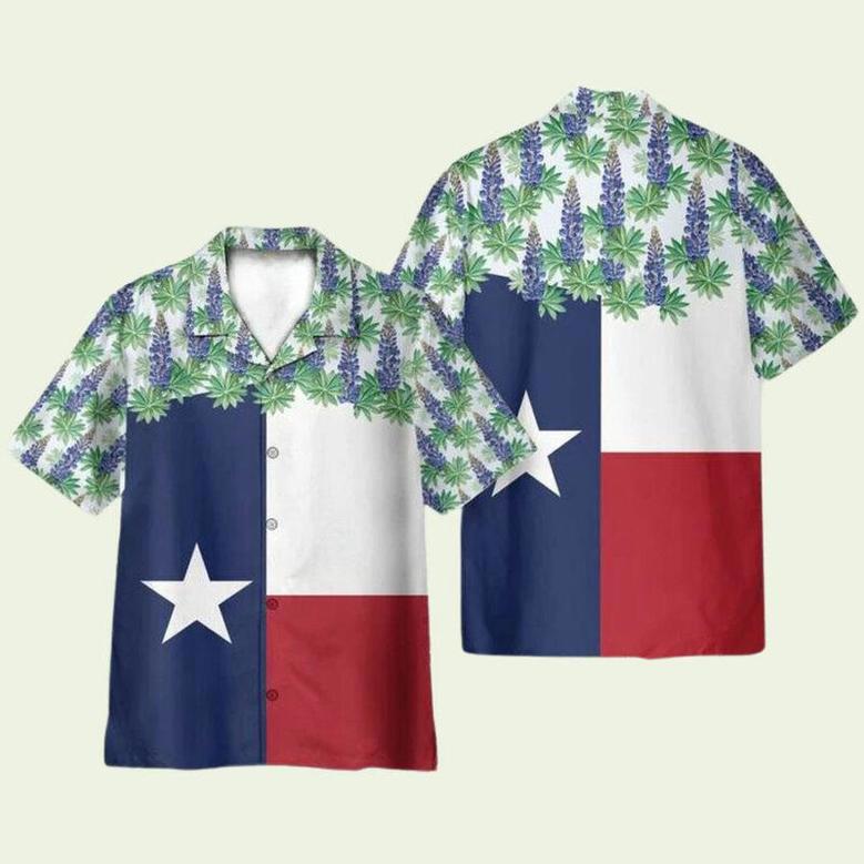 Texas Bluebonnet Flag Hawaiian Shirt