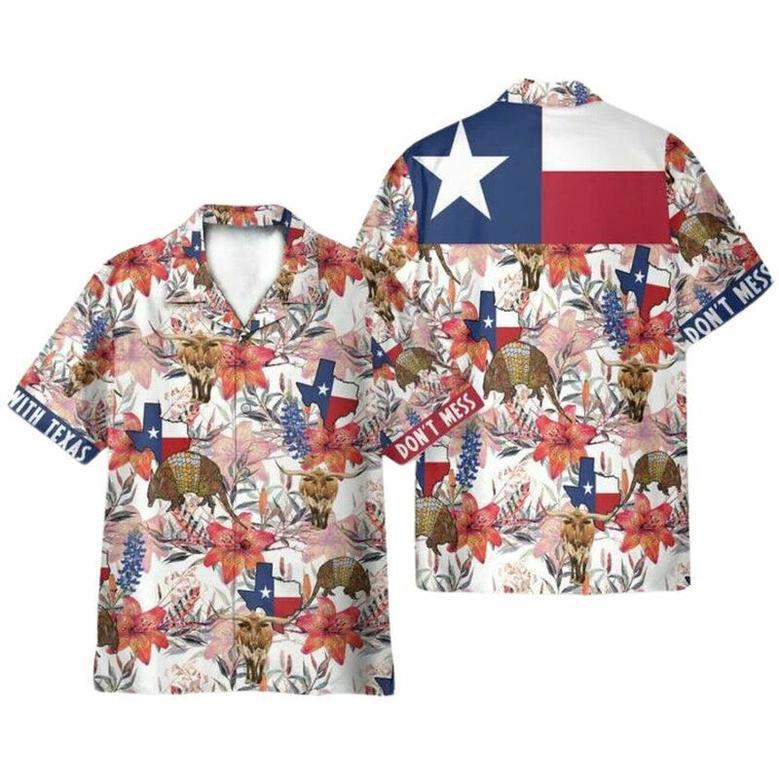 Texas Longhorn Bluebonnet And Armadillo Hawaiian Shirt