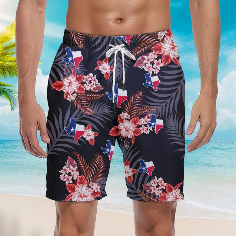 Texas Tropical Floral Beach Shorts For Men