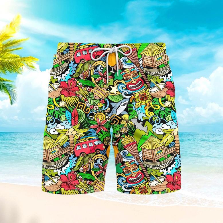 Tiki Aloha Tropical Beach Shorts For Men