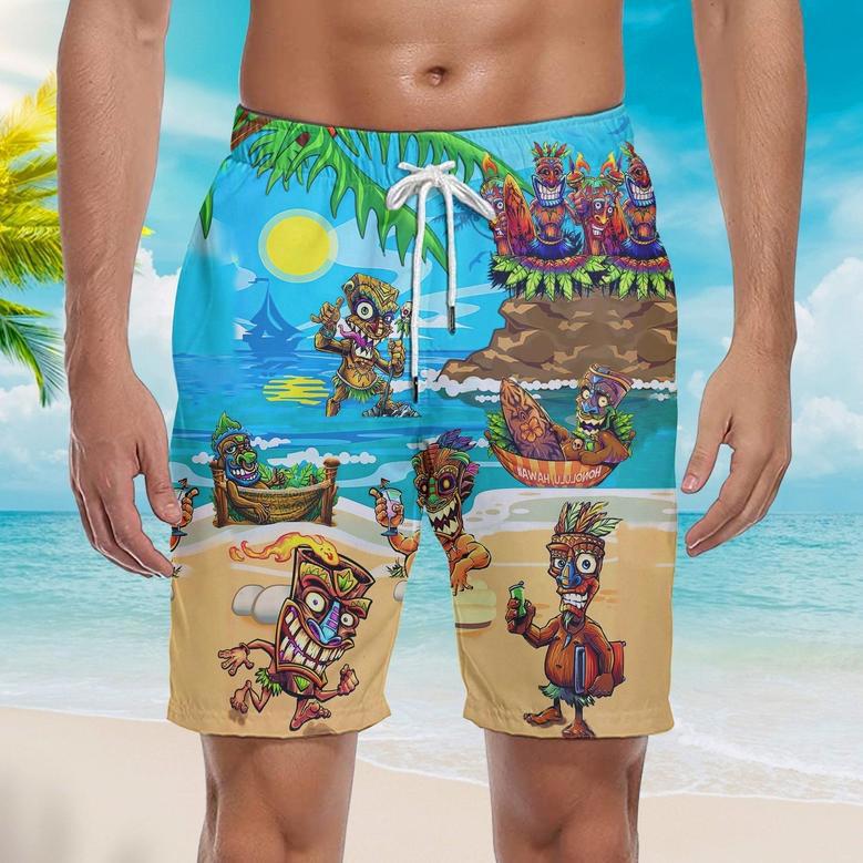 Tiki Sun And Blue Beach Beach Shorts For Men